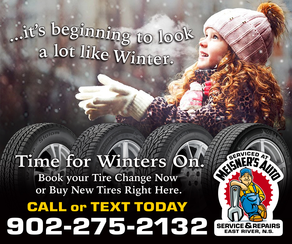 Social media post - Meisners Auto, East River NS. Design, copy writing, illustration.