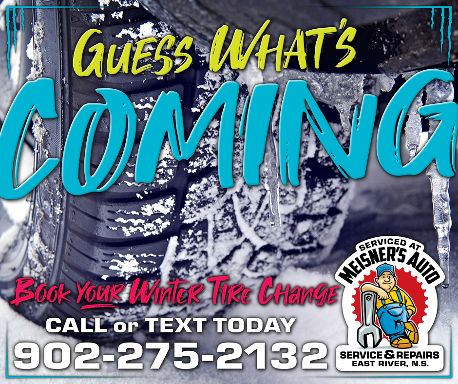 Social media post - Meisners Auto, East River NS. Design, copy writing, illustration.